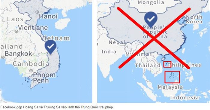 Facebook lại đổ lỗi kỹ thuật khi xóa Hoàng Sa, Trường Sa của Việt Nam